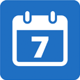 White Calendar icon with the number 7 and blue background.